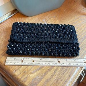 🎪 vintage Rosenfeld black beaded Italian made clutch:
